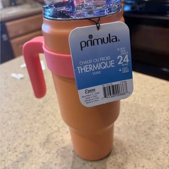 Primula 40 ounce Hot or Cold Thermal Tumbler Orange and Pink - Picture 2 of 3